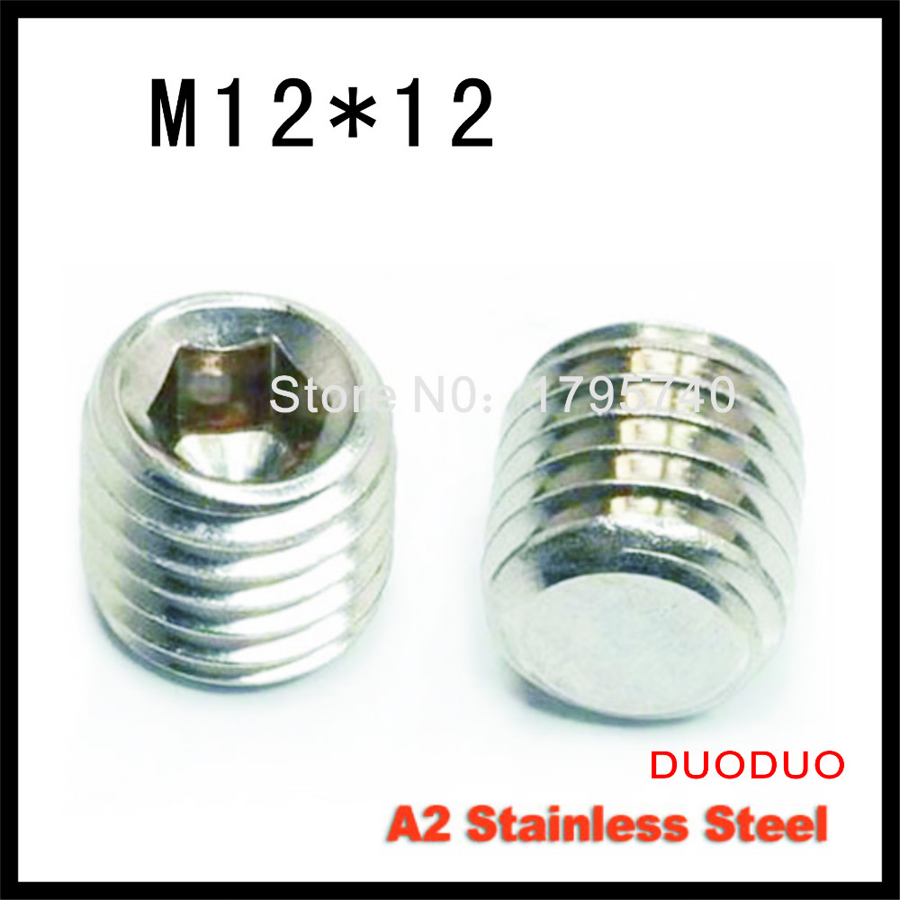 5pcs Din913 M12 X 12 A2 Stainless Steel Screw Flat Point Hexagon Hex Socket Set Screws Flat 