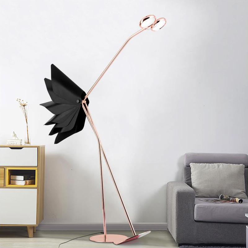 Post modern Black/White LED Floor Lamp Flamingo Creative Dining Living Room Standing Lighting Bedside Hotel Art Vertical Lights|Floor Lamps|   - AliExpress