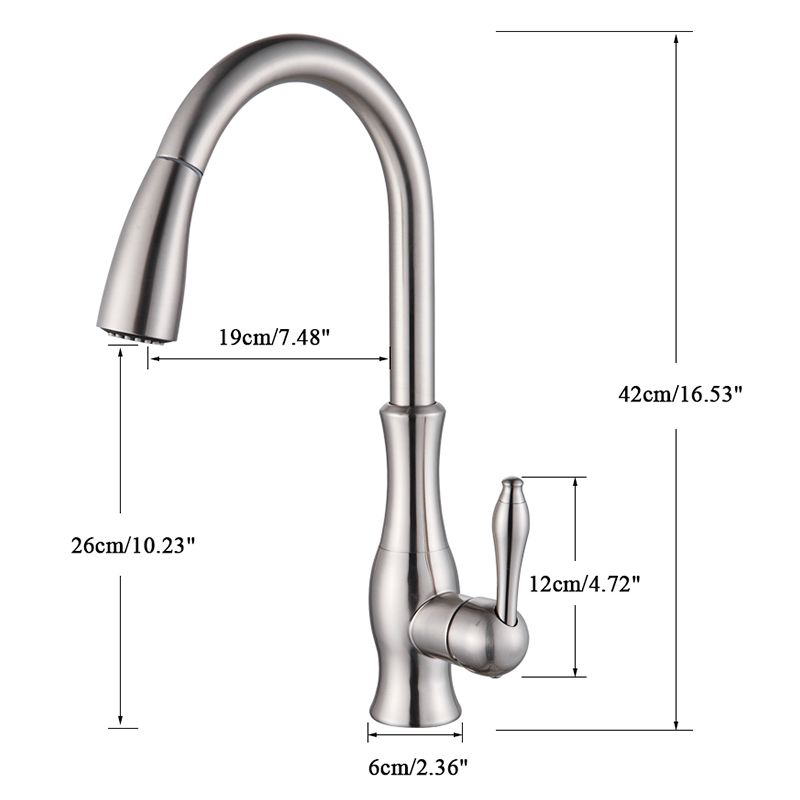 Brushed Nickel Kitchen Faucet Pull Out Bathroom Kitchen Mixer Tap Single Handle Stream Sprayer Kitchen Spout Hot Cold Water Tap|Kitchen Faucets|   - AliExpress