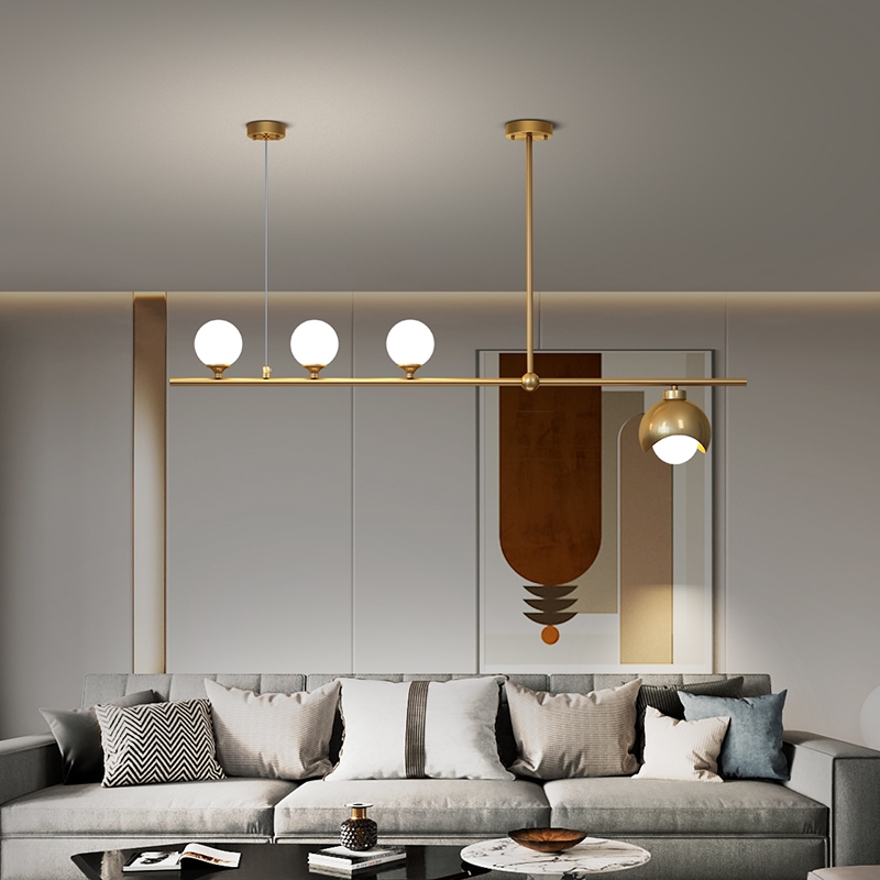 Copper Luxury Dining Living Room Chandelier Glass Ball Postmodern LED Pendant Lamp Bar Coffee Shop Restaurnat Long Hanging Light|Pendant Lights|   - AliExpress