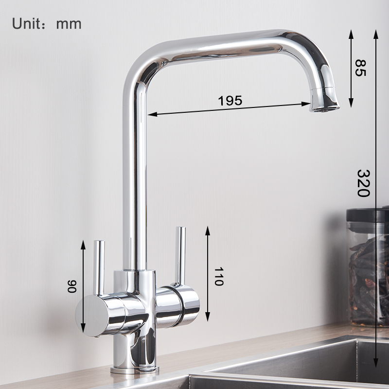 Rozin Brushed Nickel Purified Water Kitchen Faucet Dual Handles with Hot Cold Mixer Tap Brass Chrome Pure Water Filter Tap|Kitchen Faucets|   - AliExpress