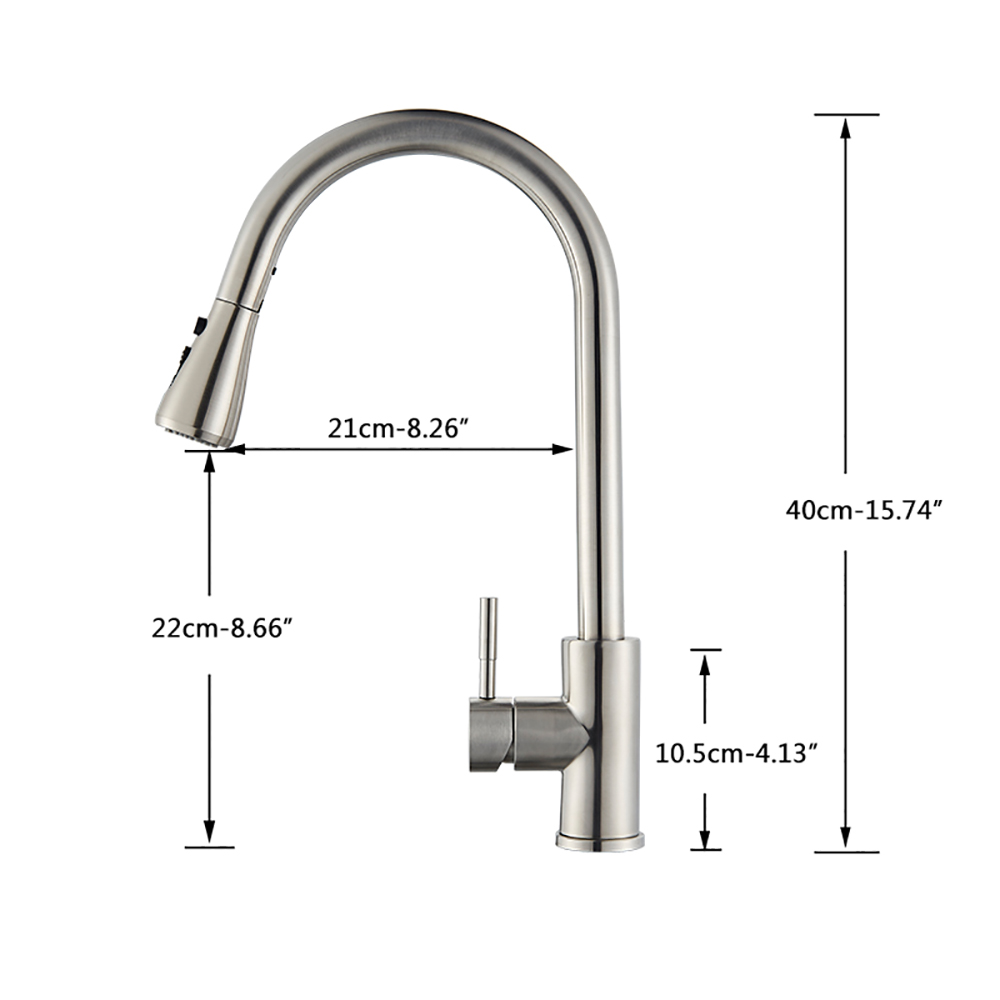 Rozin Brushed Nickel Kitchen Faucet Single Hole Pull Out Spout Kitchen Sink Mixer Tap Stream Sprayer Head Chrome/Black Mixer Tap|Kitchen Faucets|   - AliExpress