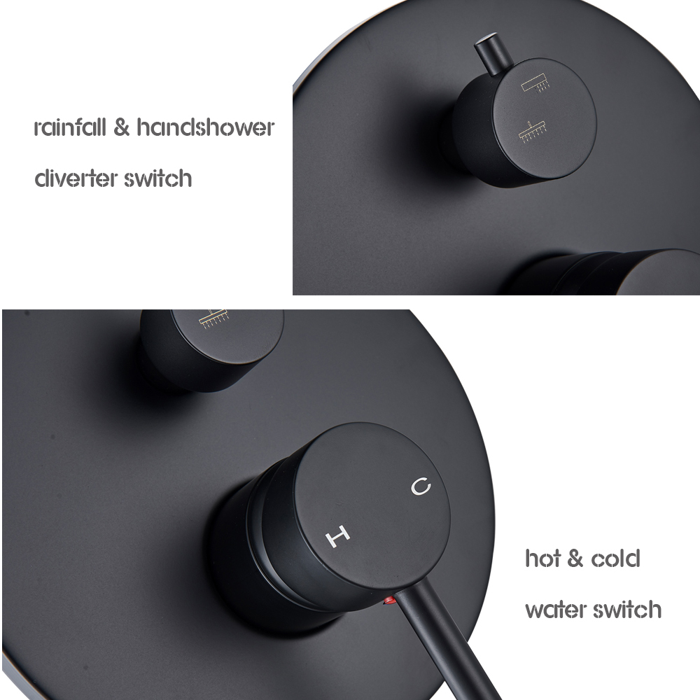 Black Ceiling Mounted Shower Faucet Set In Wall Concealed Shower System Bathroom Shower Mixer Tap Stainless Steel Rainfall Head|Shower Faucets|   - AliExpress