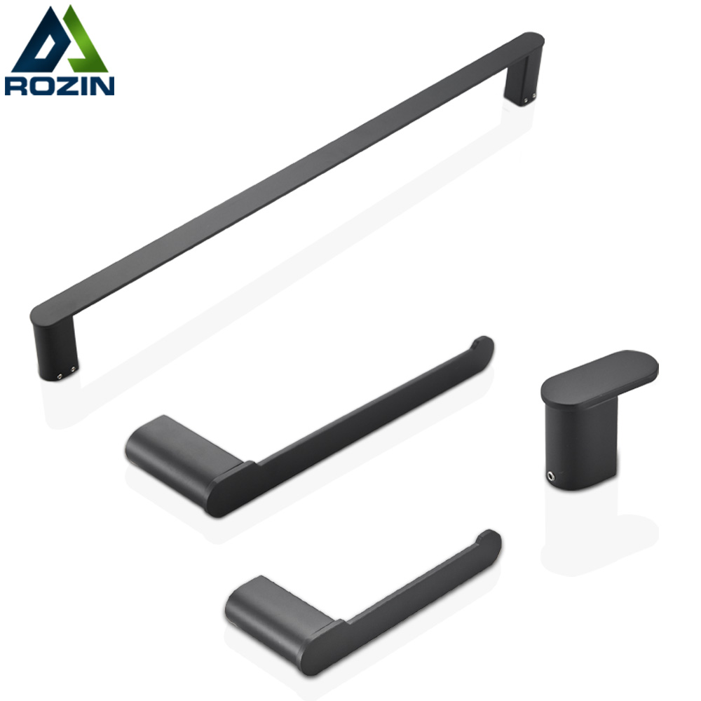 Stainless Steel Bathroom Hardware Set Matte Black Toilet Paper Holder Towel Bar Robe Hook Bathroom Accessories|Bath Hardware Sets|   - AliExpress