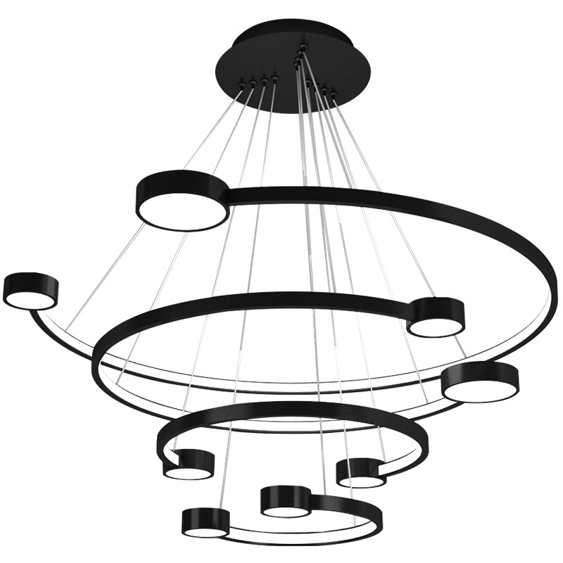 Black Or Gold LED Chandelier Lighting Dining Living Room Round Rings Modern Nordic Hanging Lamp Creative Lobby Home Chandeliers|Chandeliers|   - AliExpress