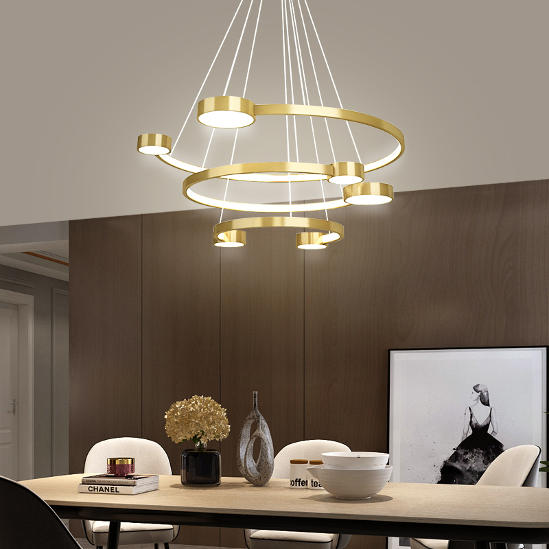 Black Or Gold LED Chandelier Lighting Dining Living Room Round Rings Modern Nordic Hanging Lamp Creative Lobby Home Chandeliers|Chandeliers|   - AliExpress