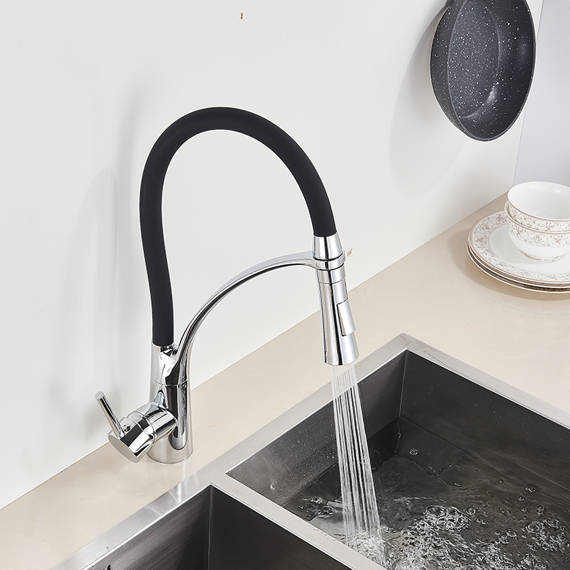 Deck Mount Black Hose Chrome Kitchen Faucet Single Handle Stream Sprayer Kitchen Mixer Taps Hot Cold Water Pull Down Mixer Crane|kitchen faucet|kitchen mixer tapskitchen mixer - AliExpress