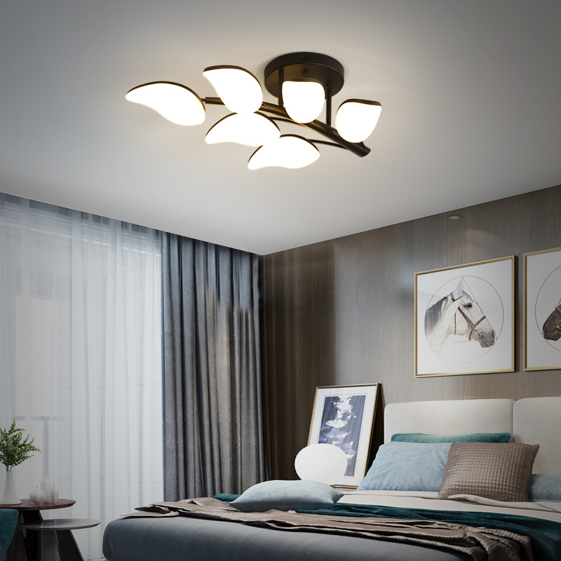 Creative Leaf Black LED Ceiling Light Acrylic Modern Flush Panel Lamp For Living Dining Room Bedroom Home Deco AC90V   260V|Ceiling Lights|   - AliExpress