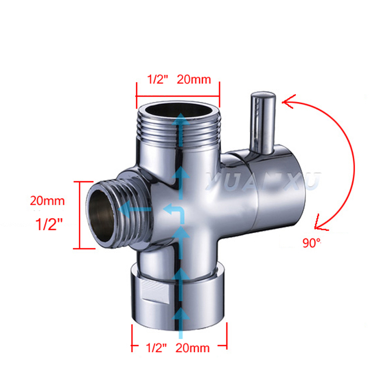 Chrome T adapter Diverter Valve 3 Ways Switch Valve For Bath Toilet Bidet Sprayer Shower Head|Pipe Fittings|   - AliExpress