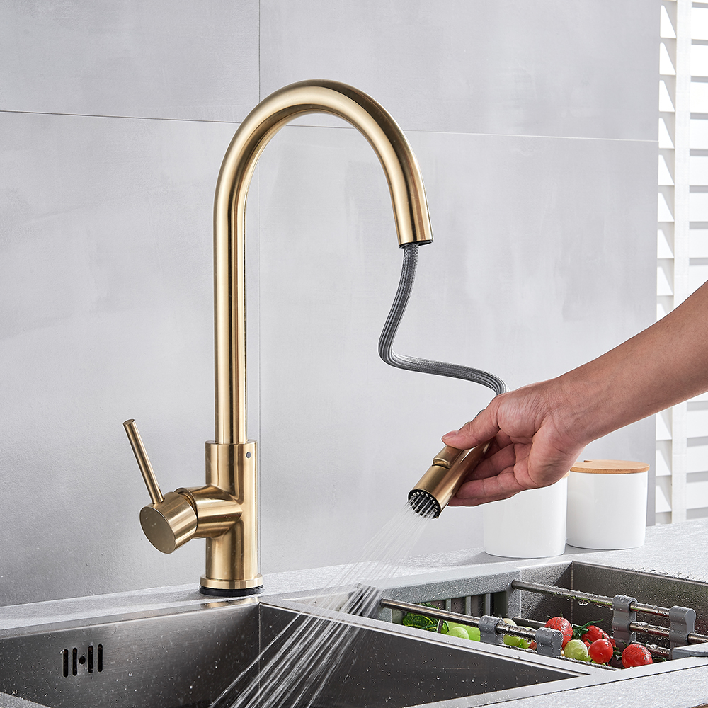 Brushed Golden Kitchen Faucets Smart Touch Induction Sensitive Faucet Mixer Tap Touch Dual Outlet Water Modes|Kitchen Faucets|   - AliExpress