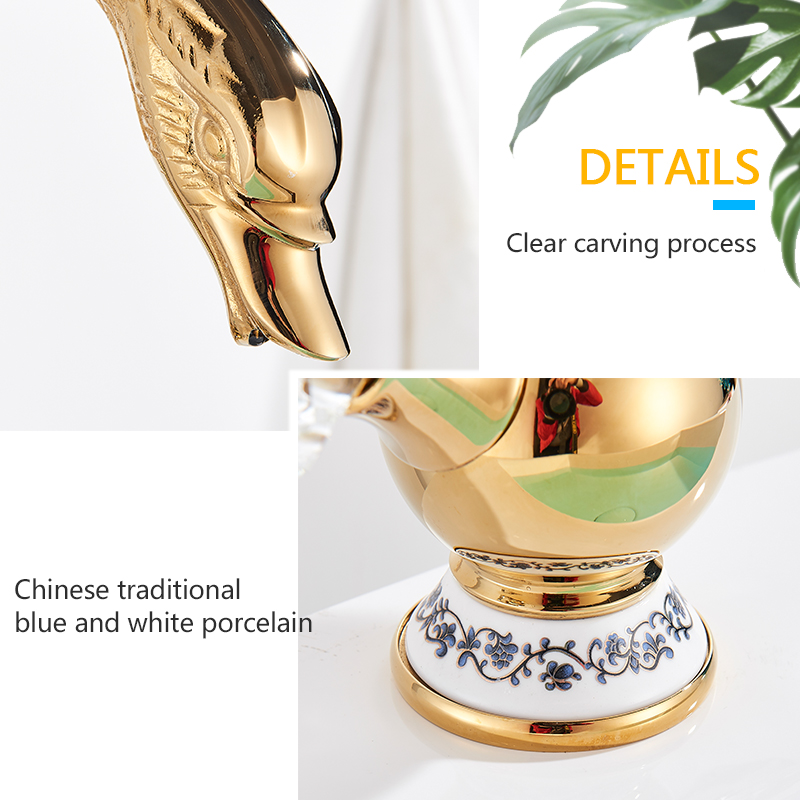 Rozin Luxury Golden Basin Faucet Golden Swan Shape Bathroom Faucet Soild Brass Deck Mount Hot Cold Water Dual handle Mixer Tap|Basin Faucets|   - AliExpress