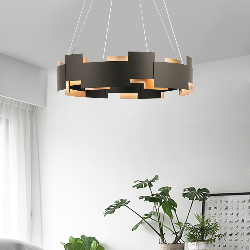 Postmodern Creative Chandelier Dining Living Room Black LED Lighting Hanging Fixtures Study Bedroom Designer Round Chandeliers|Chandeliers|   - AliExpress