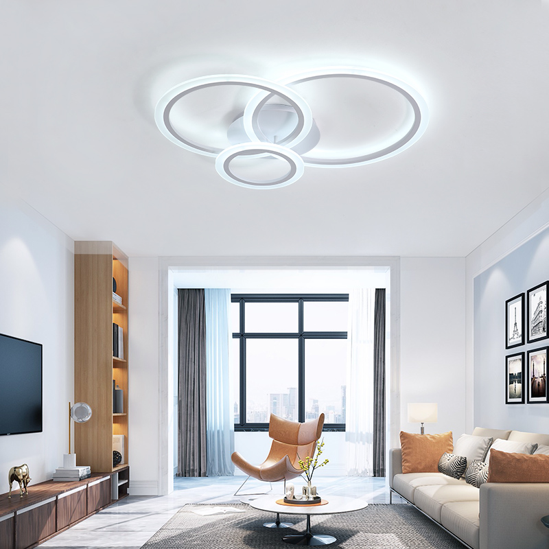 Living Room LED Ceiling Light Acrylic Round Rings Bedroom Kitchen Panel Lamp Simple Modern Indoor Fixtures With Remote Control|Ceiling Lights|   - AliExpress