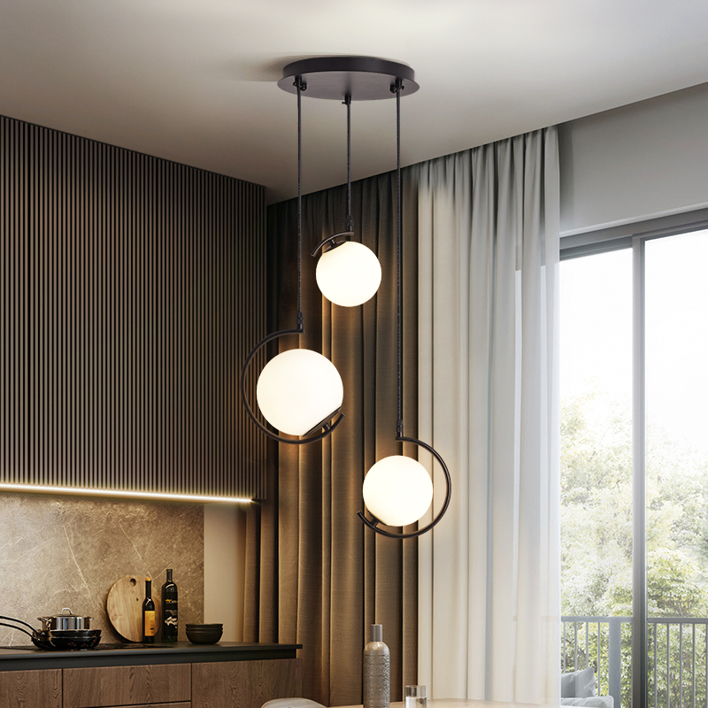 Gold Or Black LED Pendant Light G9 Three Heads Modern Simple Glass Ball Hanging Lamp For Dining Room Bedroom Restaurant Coffee|Pendant Lights|   - AliExpress