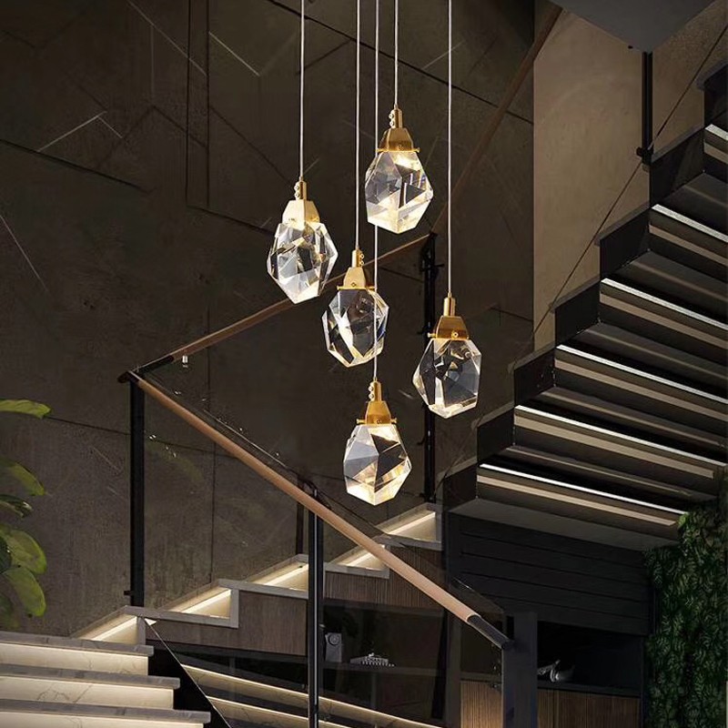 K9 Crystal Copper Luxury LED Chandeliers Rotating Stairs Compound Building Postmodern Chandelier Kitchen Island Hanging Lamp|Chandeliers|   - AliExpress