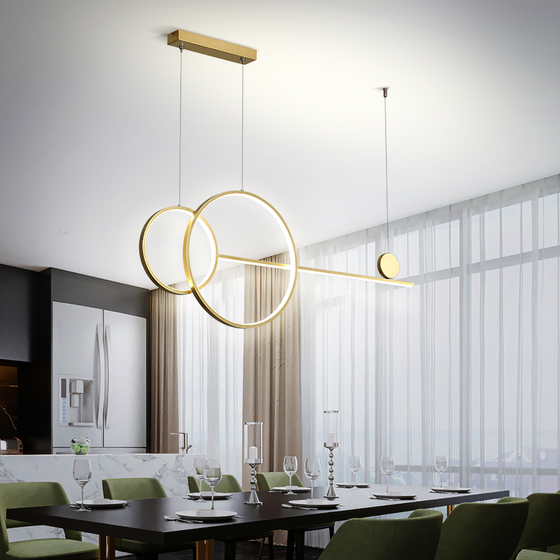 LED Modern Simple Chandelier Restaurant Bar Black White Gold Long Pendant Lamp Dining Room Coffee Shop Round Rings Hanging Light|Pendant Lights|   - AliExpress