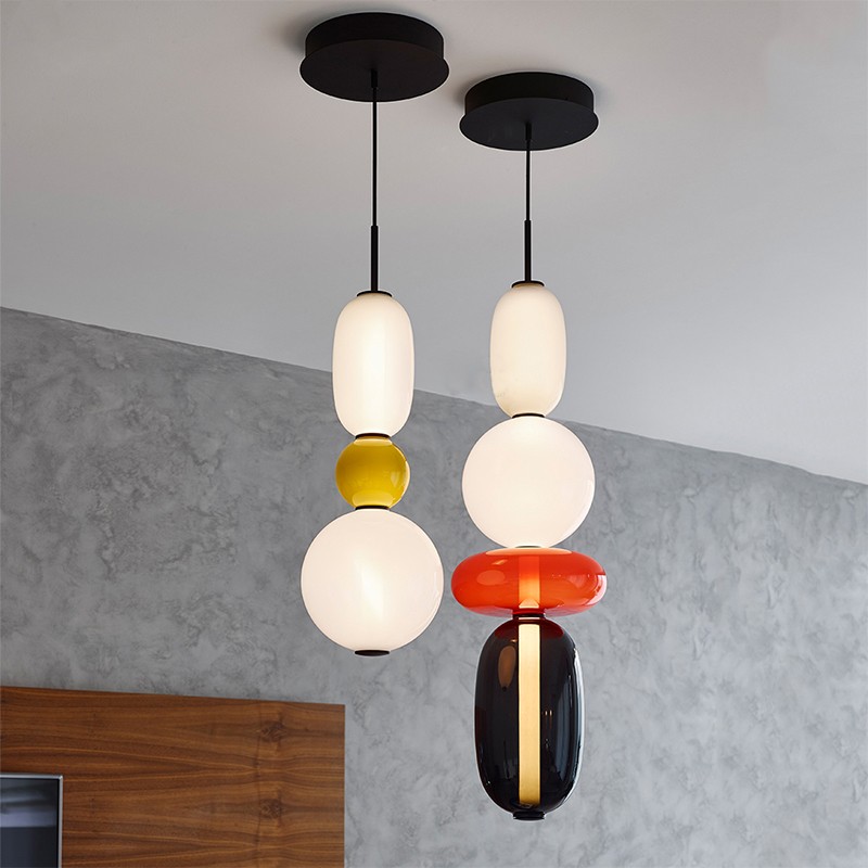 Creative Postmodern LED Pendant Light Designer Bedroom Bedside Multicolored Glass Pendant Lamp Living Room Restaurant Fixtures|Pendant Lights|   - AliExpress