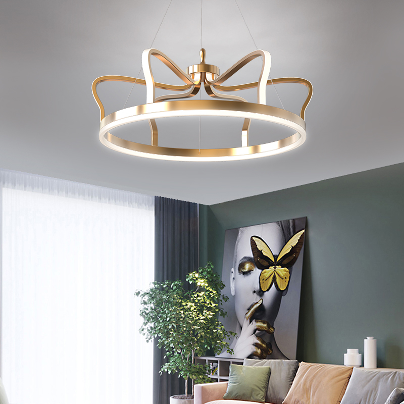 68W 92W Gold LED Chandelier Lighting For Bedroom Kids Living Room Luxury Hanging Lamp Modern Nordic Crown Creative Chandeliers|Chandeliers|   - AliExpress