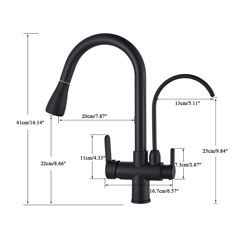 Rozin Purification Kitchen Faucets Black Pull Out Kitchen Water Filter Tap 3 Way Mixer torneira para cozinha de parede Crane|Kitchen Faucets|   - AliExpress