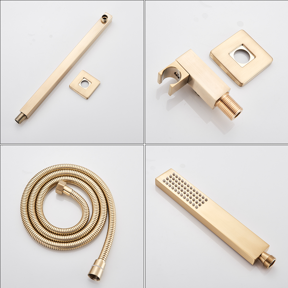 Brushed Golden Wall Mounted 8" Rainfall Bath Shower Faucet Set with Handshower Single Handle Rain Shower Mixer Tap|set necklace|set trayfaucet ceramic - AliExpress