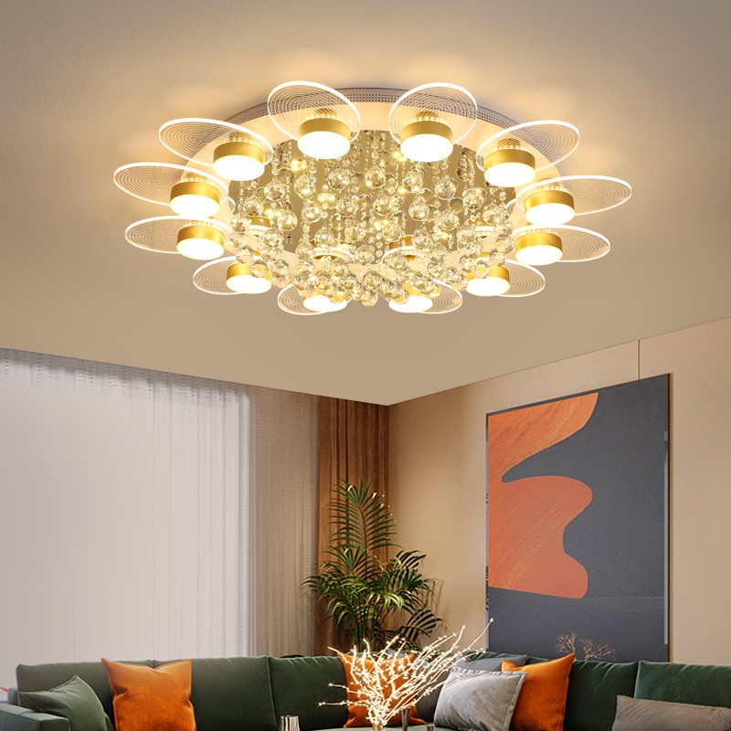 Crystal Luxury LED Ceiling Light For Dining Living Room Bedroom Lobby Modern Mount Round Flush Panel Lamp With Remote Control|Ceiling Lights|   - AliExpress