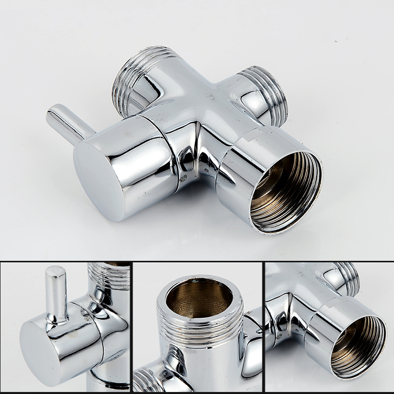 Chrome T adapter Diverter Valve 3 Ways Switch Valve For Bath Toilet Bidet Sprayer Shower Head|Pipe Fittings|   - AliExpress