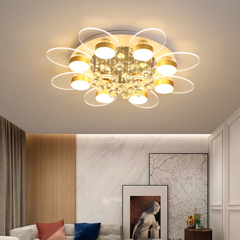 Crystal Luxury LED Ceiling Light For Dining Living Room Bedroom Lobby Modern Mount Round Flush Panel Lamp With Remote Control|Ceiling Lights|   - AliExpress