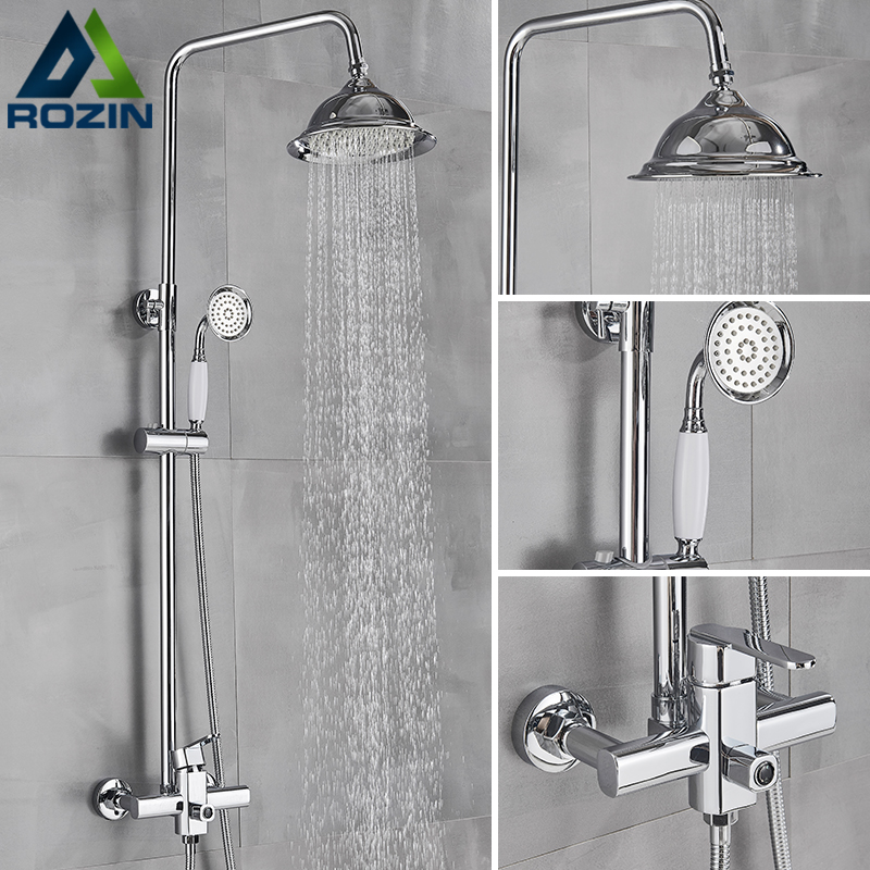 Rozin Chrome Shower Faucet Floor prices for European Wall Mounted Bathroom Shower Mixer Taps Brass Hot Cold Water Mixer Crane|Shower Faucets|   - AliExpress