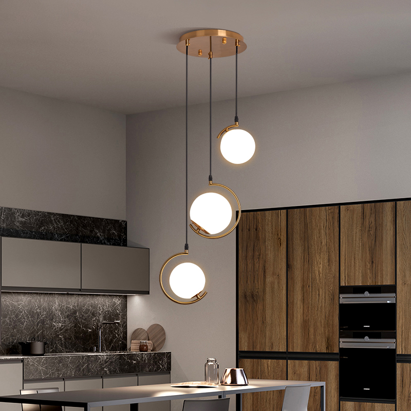 Gold Or Black LED Pendant Light G9 Three Heads Modern Simple Glass Ball Hanging Lamp For Dining Room Bedroom Restaurant Coffee|Pendant Lights|   - AliExpress