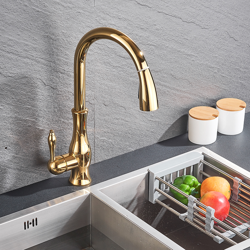 Brass Kitchen Faucet 5 Color Rotation High Arch Kitchen Sink Faucet Pull Out Sprayer Hot Cold Water Mixer Tap Torneira Cozinha|faucet|tap plugfaucet led - AliExpress