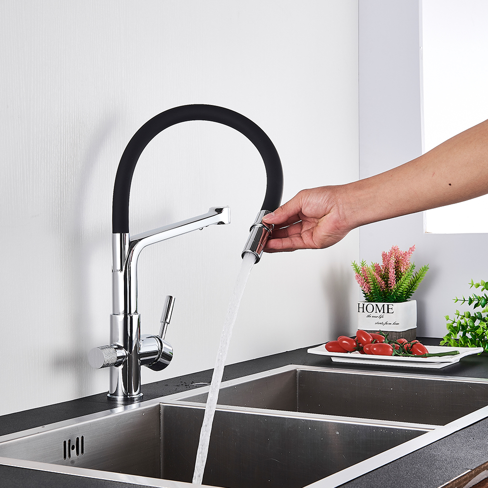 Chrome kitchen purifier Faucet kitchen water taps mixer sink faucet filter taps White deck mounted purifier black sink mixers|Kitchen Faucets|   - AliExpress