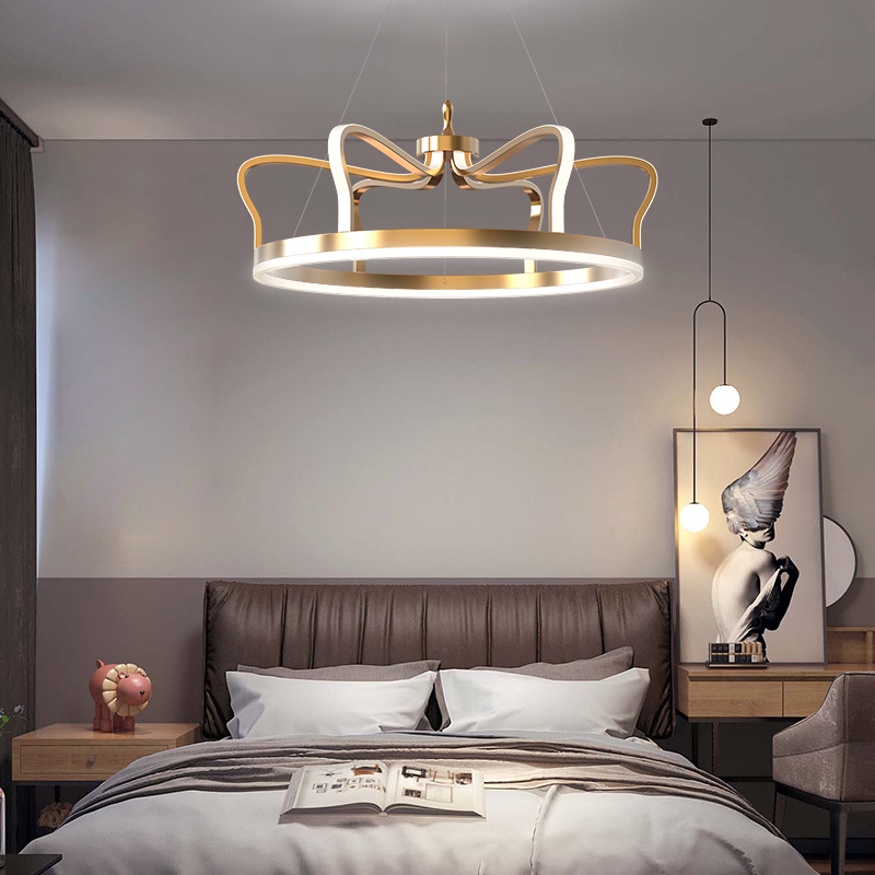 68W 92W Gold LED Chandelier Lighting For Bedroom Kids Living Room Luxury Hanging Lamp Modern Nordic Crown Creative Chandeliers|Chandeliers|   - AliExpress