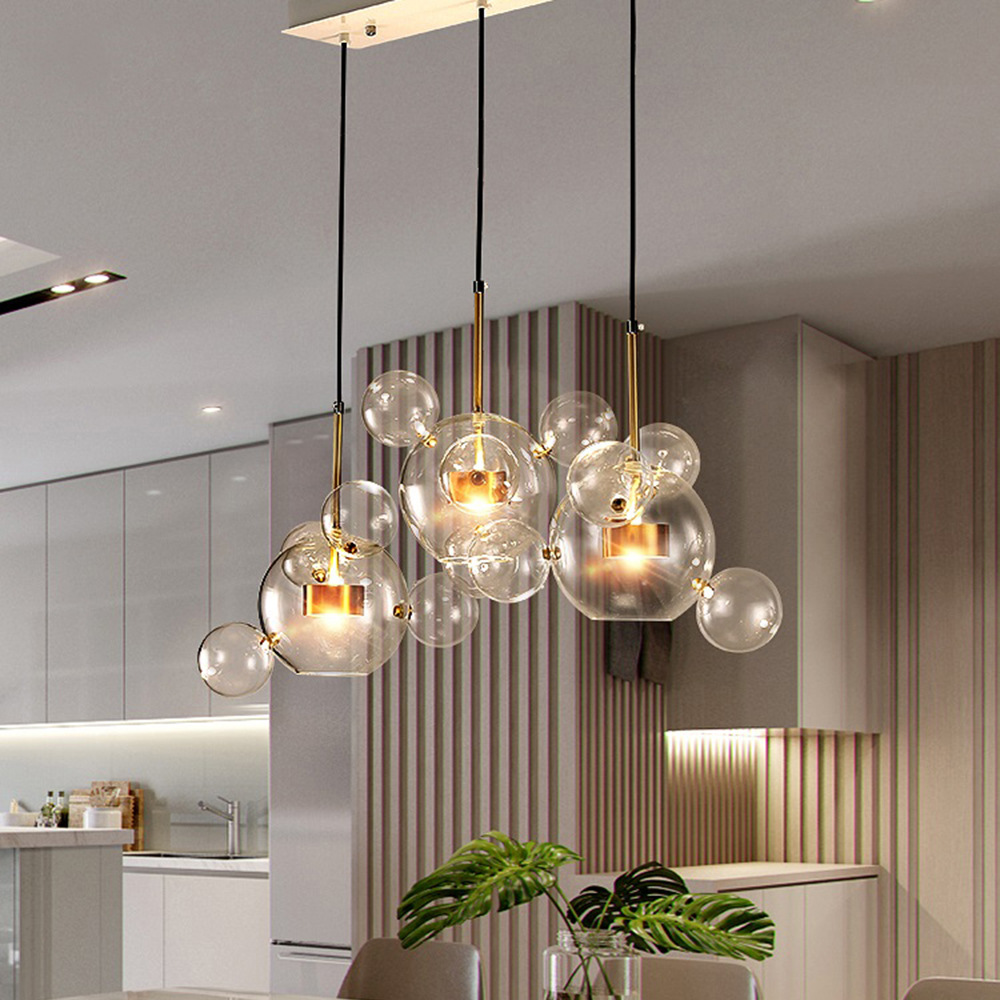 Postmodern LED Pendant Lights For Living Room AC90V   260V Transparent Glass Ball Restaurant Kitchen G4 Hanging Lamp Fixtures|Pendant Lights|   - AliExpress