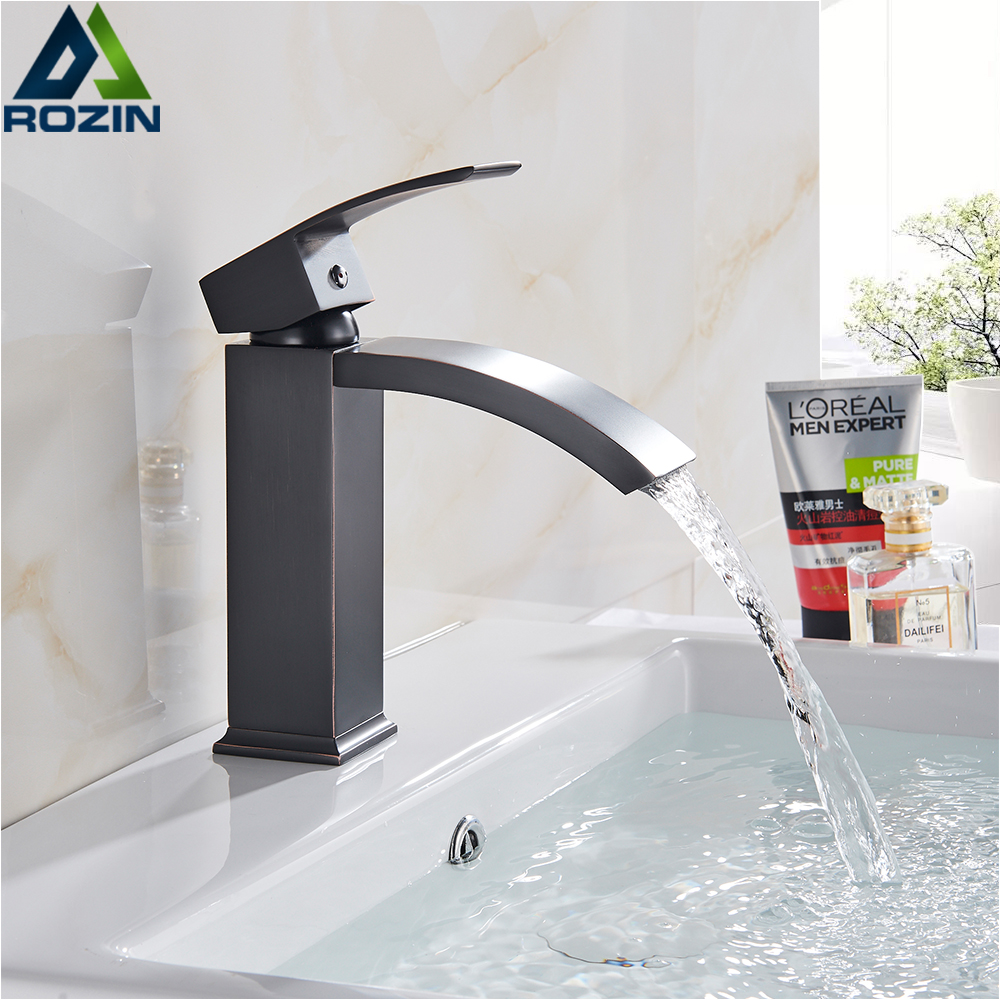 Deck Mounted Basin Mixer Faucet Bronze Black Hot Cold Basin Tap Single Hole Vanity Sink Faucet  Lead Free Brass Bathroom Faucet|Basin Faucets|   - AliExpress