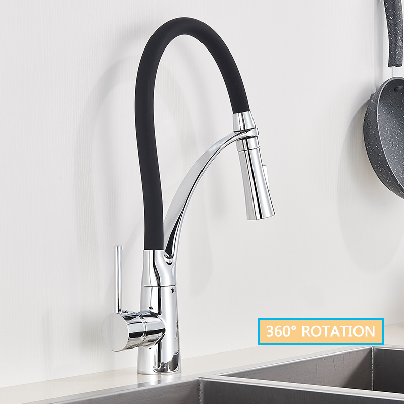 Deck Mount Black Hose Chrome Kitchen Faucet Single Handle Stream Sprayer Kitchen Mixer Taps Hot Cold Water Pull Down Mixer Crane|kitchen faucet|kitchen mixer tapskitchen mixer - AliExpress