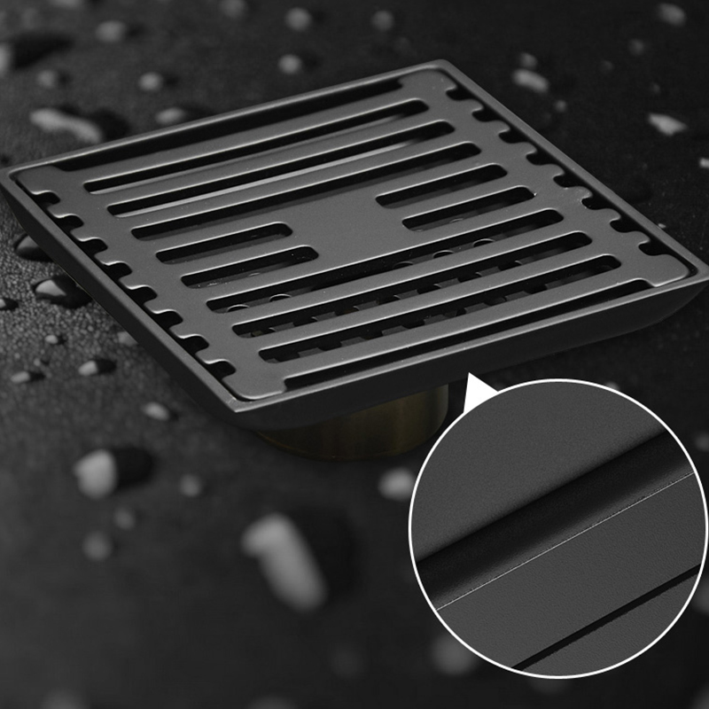 Rozin Matte Black Floor Drains 10/20/30/60cm Invisible Bathroom Floor Drain 10*10cm Square Shower Deodorant Waste Drain Strainer|Drains|   - AliExpress