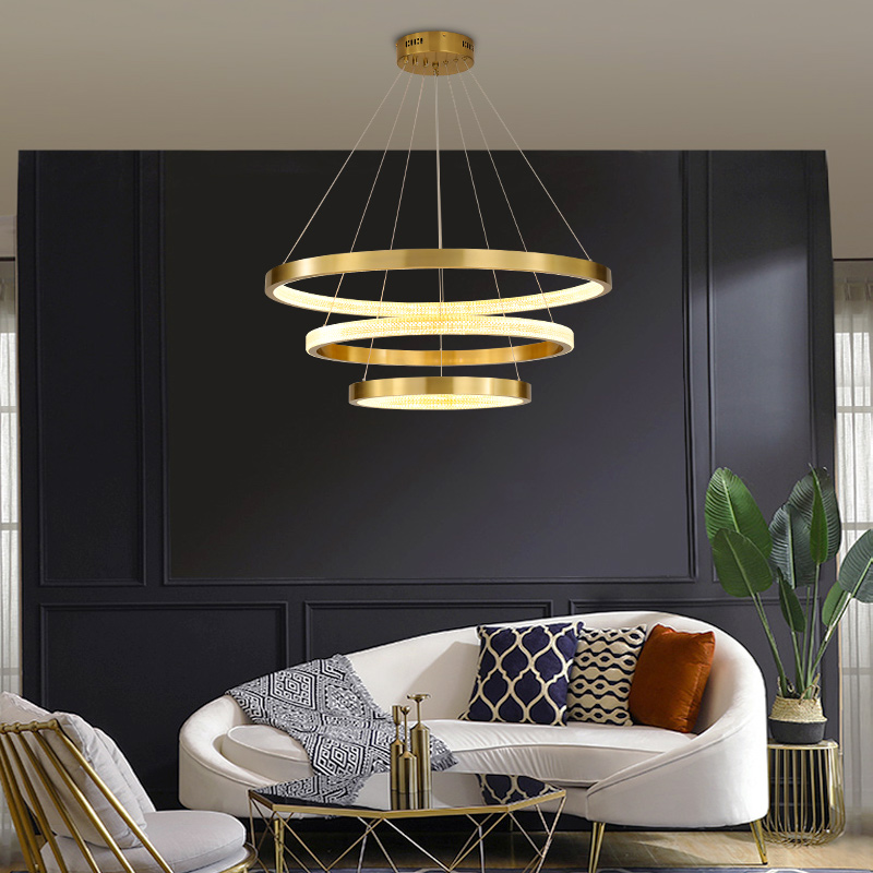 Modern Luxury LED Chandelier lighting Living room Hanging Lights dining room Pendant lamps Bedroom Gold Ring Acrylic Fixtures|Pendant Lights|   - AliExpress