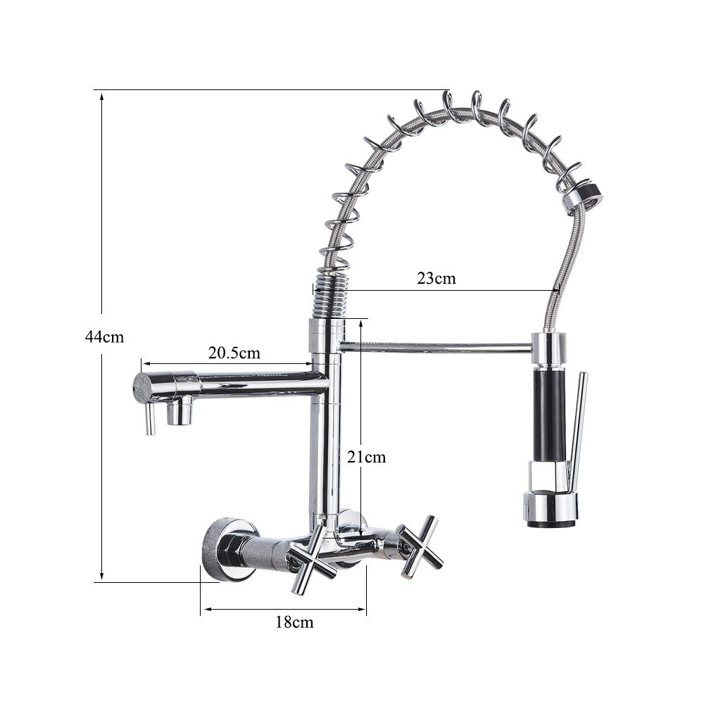 Wall Mount Spring Basin Kitchen Faucet Pull Down Hot Cold Water Kitchen Sink Mixer Tap Dual Handle Two Swivel Spout Basin Tap|Basin Faucets|   - AliExpress