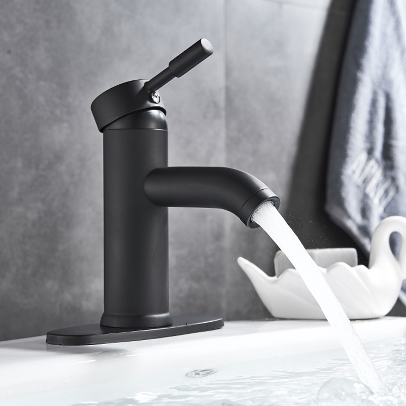 Rozin Matte Black Basin Faucet Deck Mounted Single Lever Bathroom Crane Waterfall Brass Bathroom Tap Hot Cold Water Mixer Taps|Basin Faucets|   - AliExpress