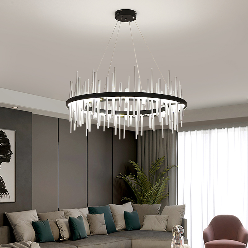 Silver Postmodern LED Chandelier Lighting Dining Living Room Round Luxury Hanging Lamp Lobby Designer New Luminaires AC90V 260V|Chandeliers|   - AliExpress