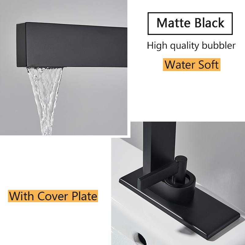 Rozin Matte Black Basin Faucets Modern Minimalism Brass Bathroom Faucet Deck Mount Vessel Sink Crane Cold Hot Water Mixer Tap|Basin Faucets|   - AliExpress