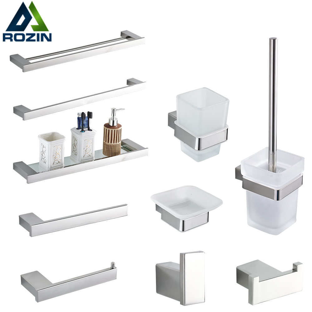 Bathroom Hardware Set Chrome Towel Rail Bar Rack Bar Robe Hook Shelf Tissue Paper Holder Toothbrush Holder Bathroom Accessories|Bath Hardware Sets|   - AliExpress