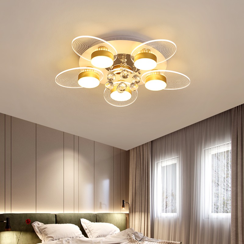 Crystal Luxury LED Ceiling Light For Dining Living Room Bedroom Lobby Modern Mount Round Flush Panel Lamp With Remote Control|Ceiling Lights|   - AliExpress