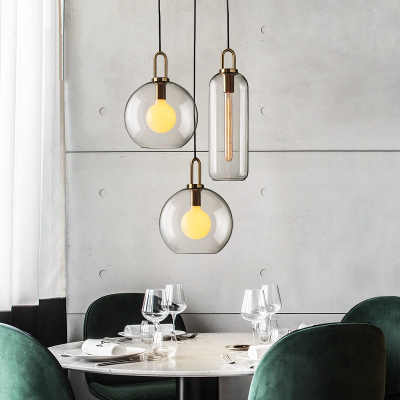 Modern LED pendant lights Round Glass Ball hanging lamp Single head suspension luminaire Living Room restaurant Bedroom fixtures|Pendant Lights|   - AliExpress