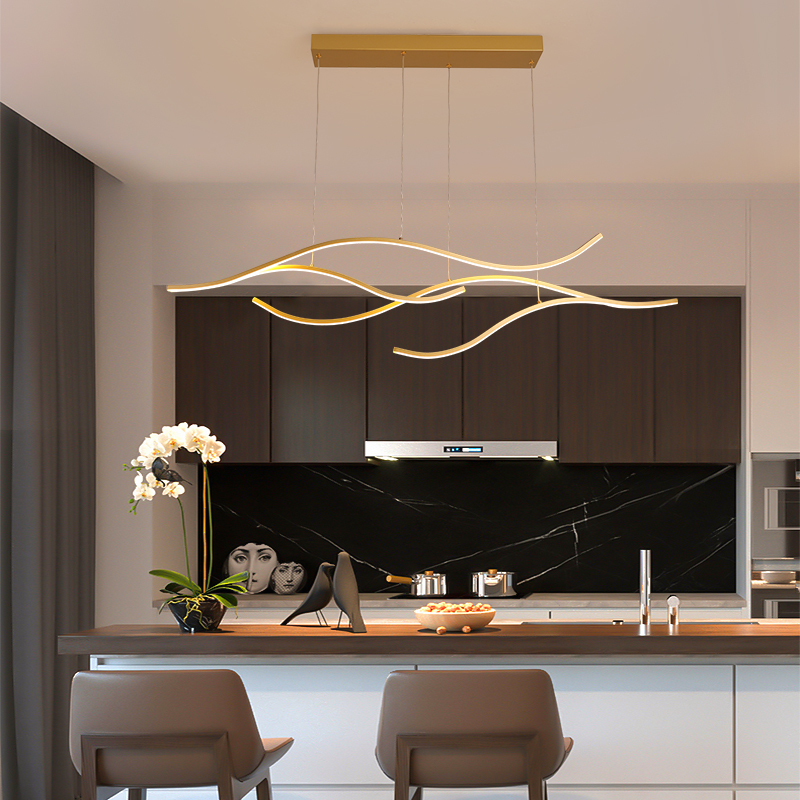 Modern Minimalist LED Chandelier For Dining Room Coffee Shop Bar Office Hanging Light Gold Or Black Restaurant Long Pendant Lamp|Pendant Lights|   - AliExpress