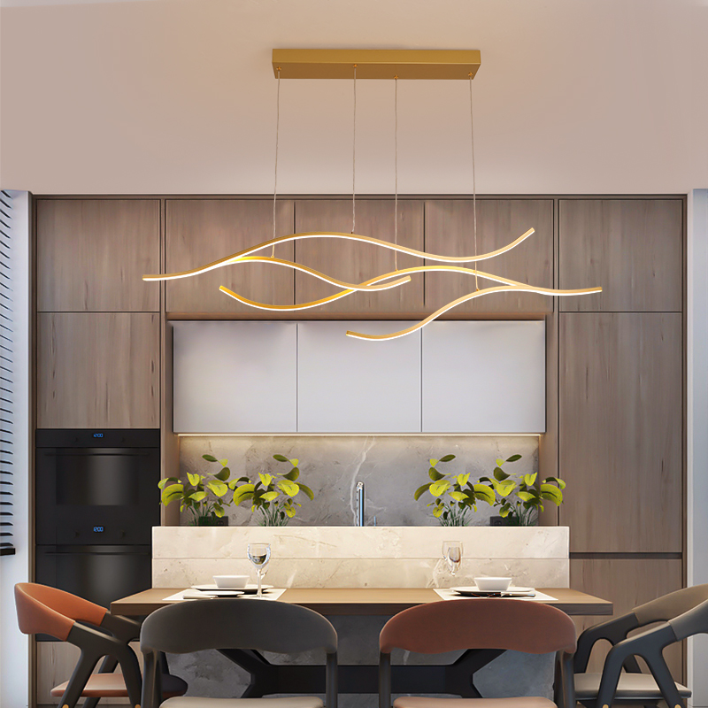 Modern Minimalist LED Chandelier For Dining Room Coffee Shop Bar Office Hanging Light Gold Or Black Restaurant Long Pendant Lamp|Pendant Lights|   - AliExpress