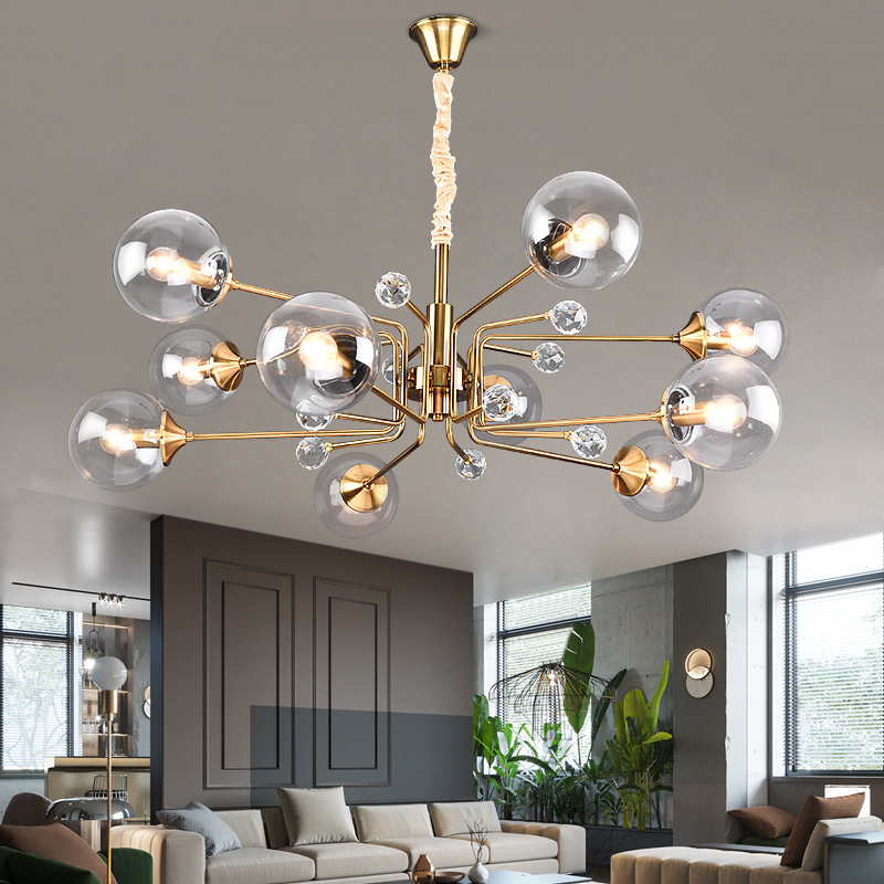 E14 Luxury Nordic LED Chandelier Lighting Glass Ball Multi head Hanging Lamp For Dining Living Room Bedroom Indoor Home Deco|Chandeliers|   - AliExpress