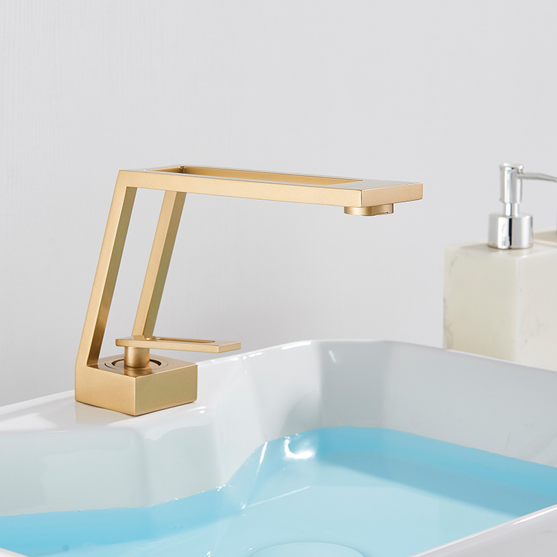 Rozin Nordic Style Basin Faucet Square Hollow Carved Design Brushed Gold Bathroom Sink Faucets Deck Mounted Cold Hot Mixer Tap|soap molding|box kitsoap glove - AliExpress