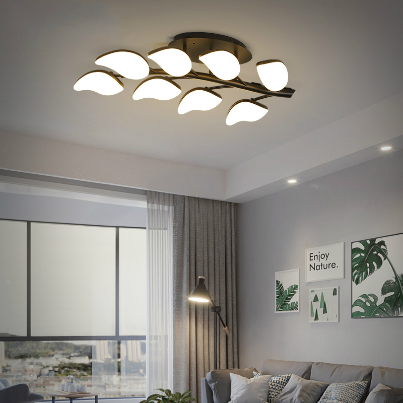 Creative Leaf Black LED Ceiling Light Acrylic Modern Flush Panel Lamp For Living Dining Room Bedroom Home Deco AC90V   260V|Ceiling Lights|   - AliExpress