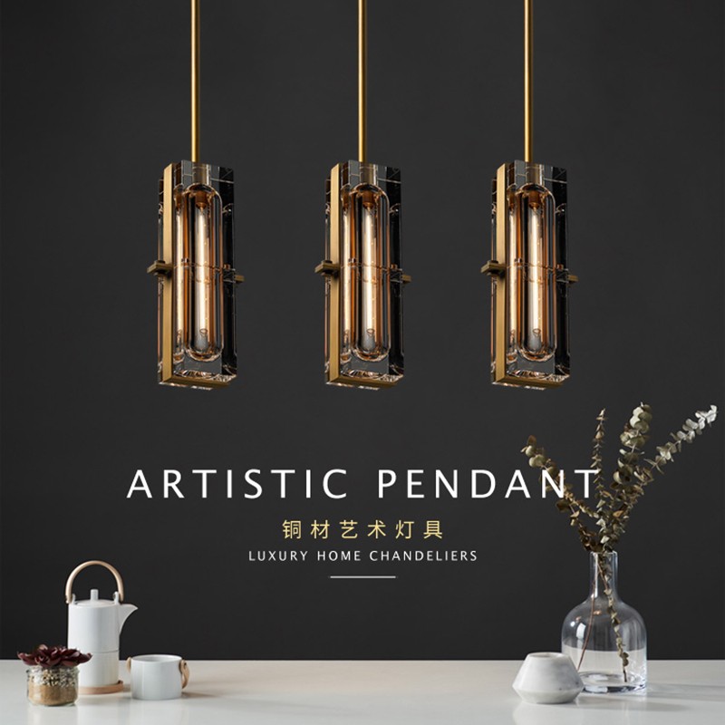 Copper Crystal Luxury LED Pendant Light Modern Creative Kitchen Island Hanging Lamp Dining Room Bar Bedroom Bedside Fixtures E14|Pendant Lights|   - AliExpress